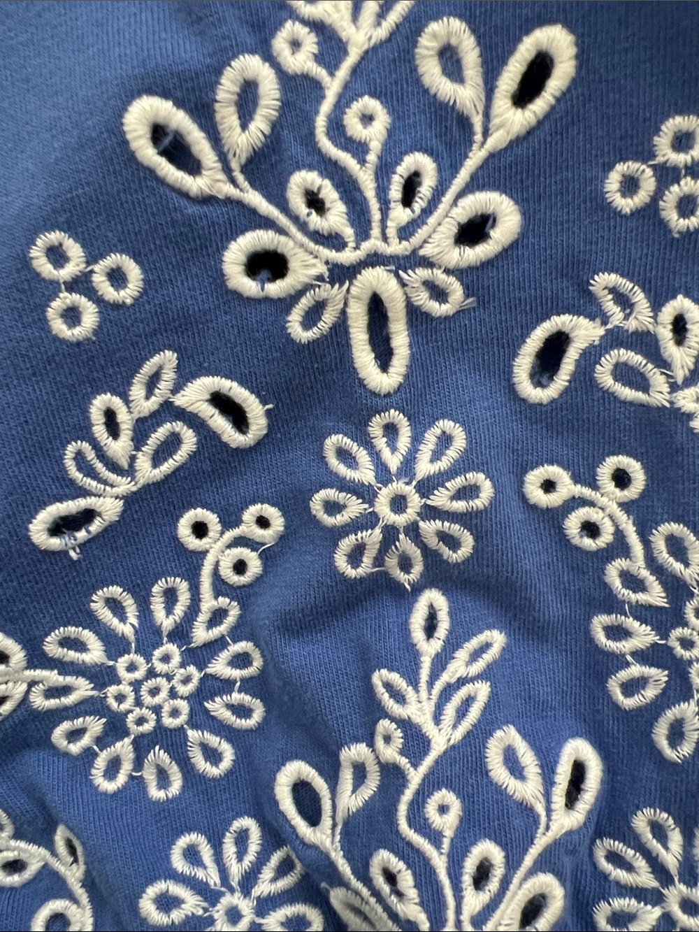 NWT Talbots Petite Medium Blue Embroidered Cotton Top 3/4 Sleeve Side Vent MP - Picture 6 of 7